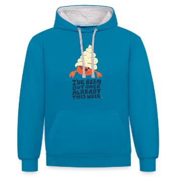 Einsiedlerkrebs - Kontrast-Hoodie - Pfauenblau/Grau meliert - Vorne - Liana (172cm) & Jaron (178cm)