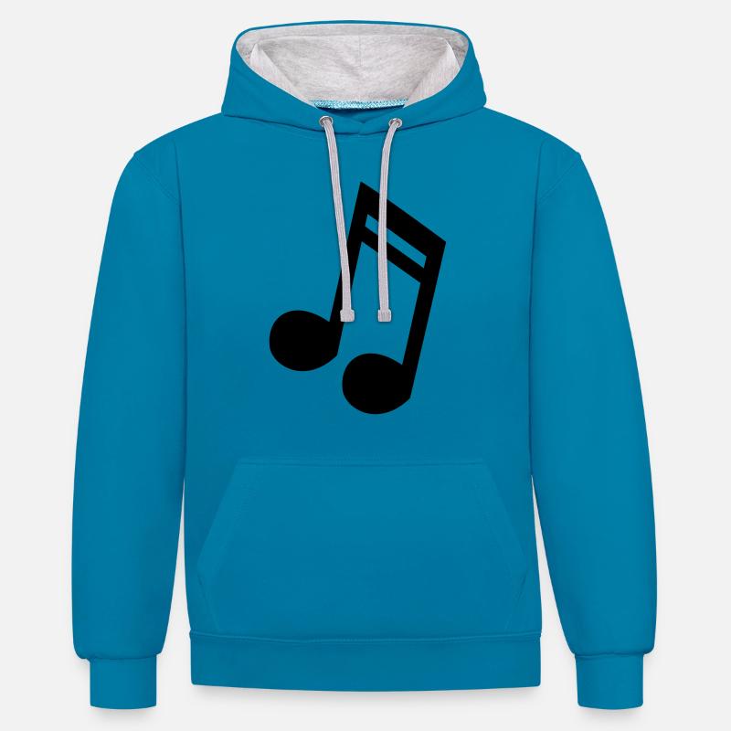 Note 16tel Musik Töne Geschenkidee - Kontrast-Hoodie - Pfauenblau/Grau meliert