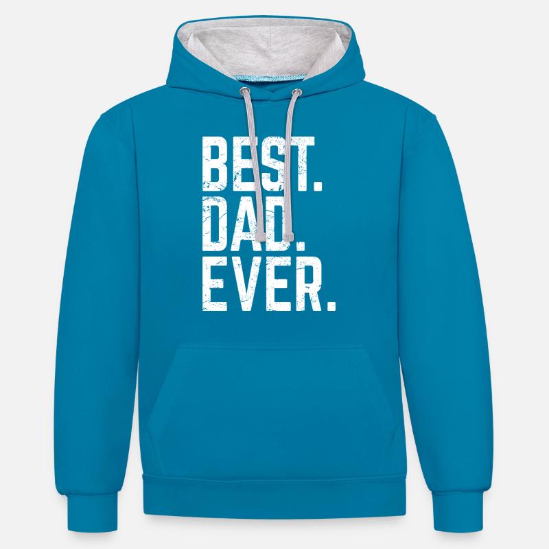 Best Dad Ever - Kontrast-Hoodie - Pfauenblau/Grau meliert