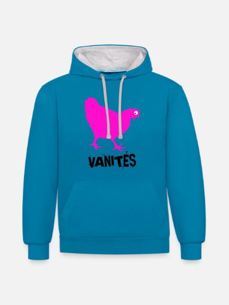 VANITÉS - Sweat à capuche contrasté - bleu paon/gris chiné