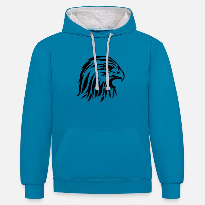 eagle02 - Sweat à capuche contrasté - bleu paon/gris chiné