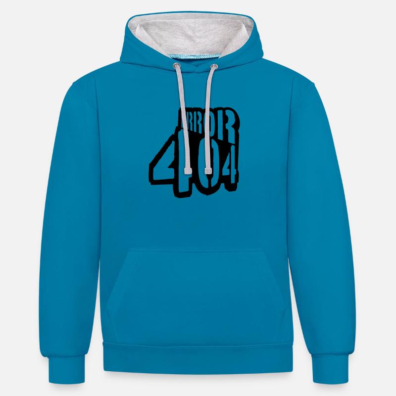 Problem Error 404 Meldung - Kontrast-Hoodie - Pfauenblau/Grau meliert