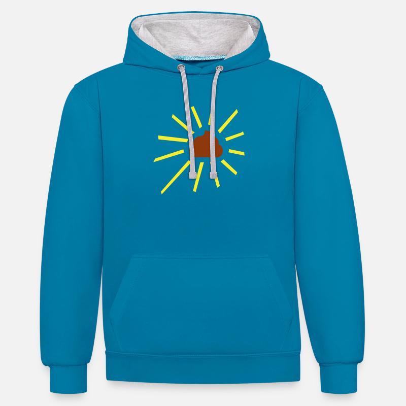On dirait que du caca - Sweat à capuche contrasté - bleu paon/gris chiné