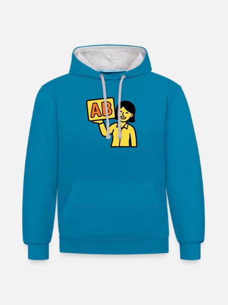 Teacher Elementary School ABC Vector - Contrast hoodie - peacock blue/heather grey