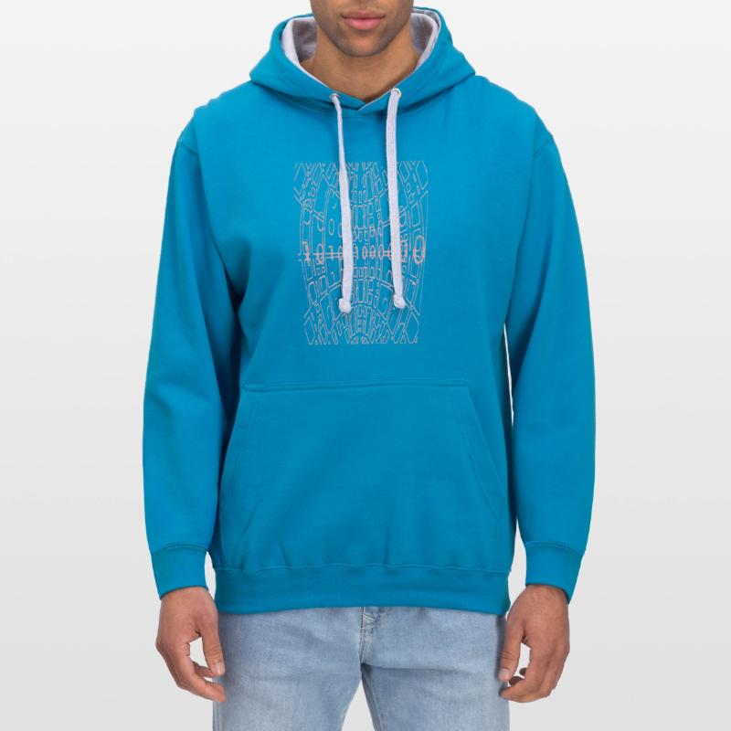 Binary Code Abstract (pink) Contrast hoodie
