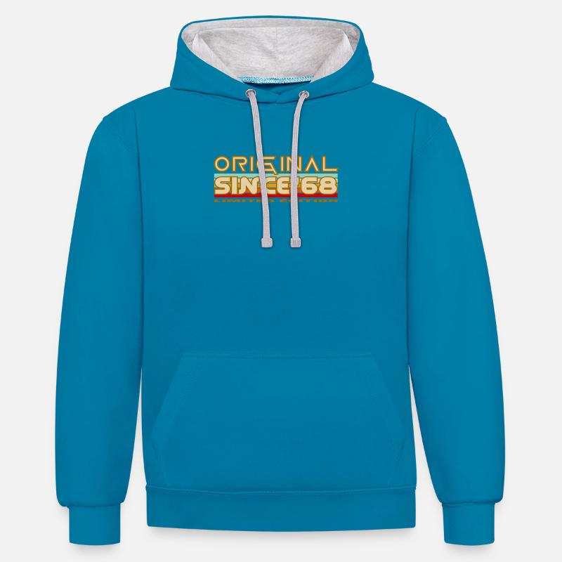 Original 68 Édition Limitée - Sweat à capuche contrasté - bleu paon/gris chiné