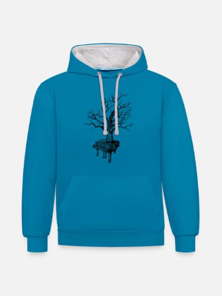 piano - Contrast hoodie - peacock blue/heather grey