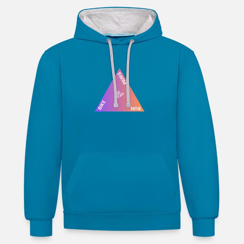 Triathlon Triangle Pente - Sweat à capuche contrasté - bleu paon/gris chiné