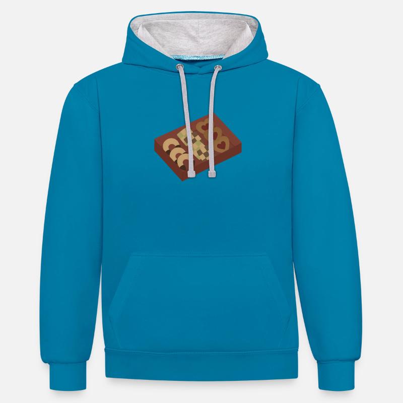 Biscuits de Noël dans une boîte - Sweat à capuche contrasté - bleu paon/gris chiné