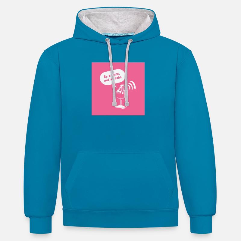 Be a Voice, Not an Echo - Kontrast-Hoodie - Pfauenblau/Grau meliert