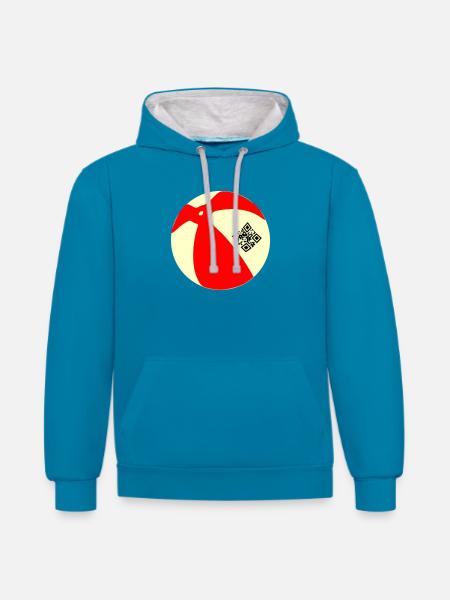Ball QR - Contrast hoodie - peacock blue/heather grey