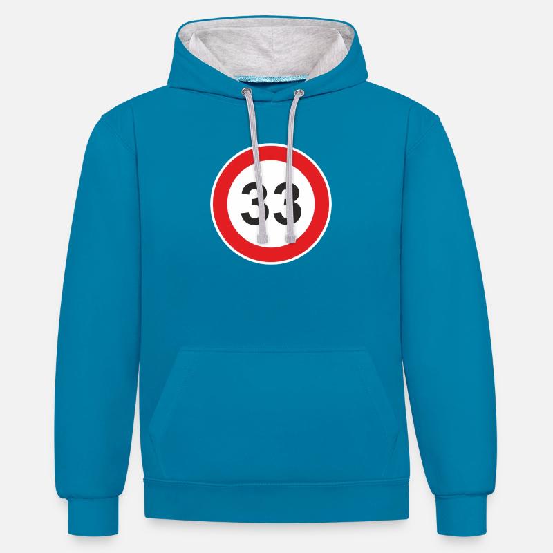 33 ans 33 33 ans - Sweat à capuche contrasté - bleu paon/gris chiné