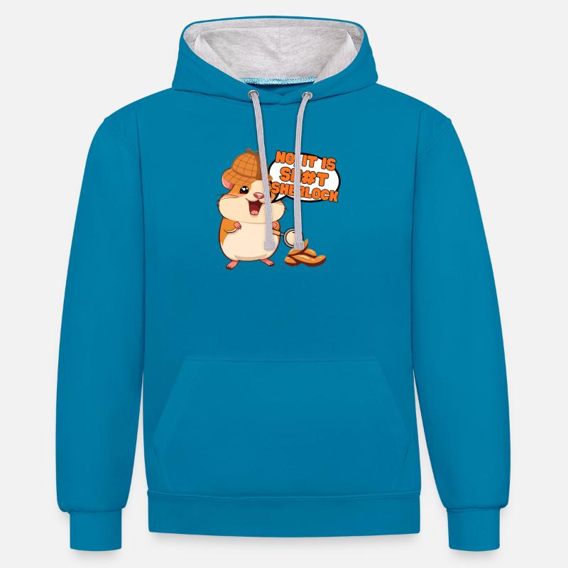 Non, c’est de la Sherlock - Sweat à capuche contrasté - bleu paon/gris chiné