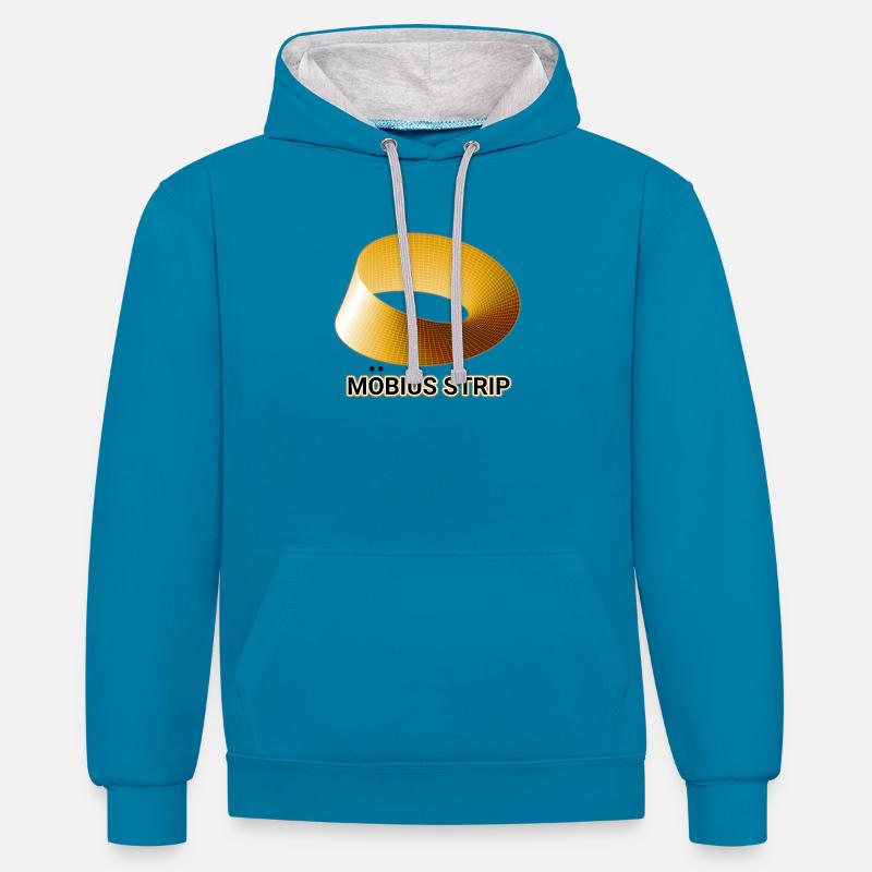 Ruban de Möbius Doré - Sweat à capuche contrasté - bleu paon/gris chiné