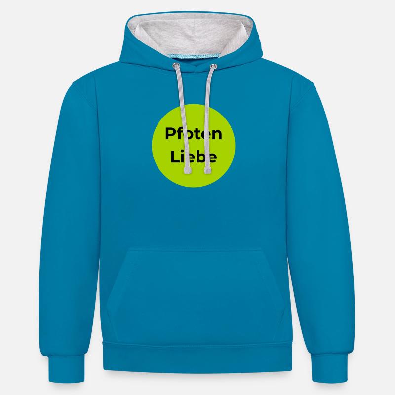 Paws Love Circle Design - Sweat à capuche contrasté - bleu paon/gris chiné