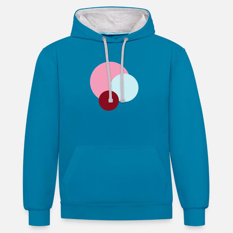 Planètes dans l’Univers Rose - Sweat à capuche contrasté - bleu paon/gris chiné