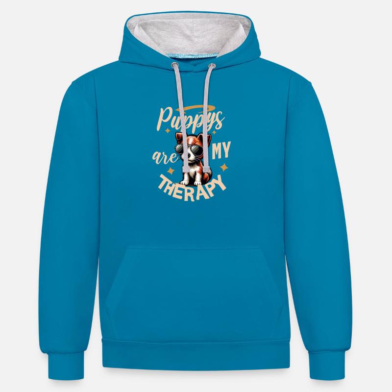 Unique Fox Terrier Design - Sweat à capuche contrasté - bleu paon/gris chiné