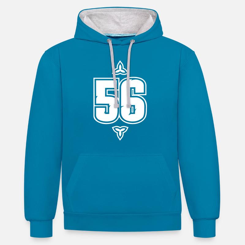 56, Morbihan (Bretagne) - Sweat à capuche contrasté - bleu paon/gris chiné