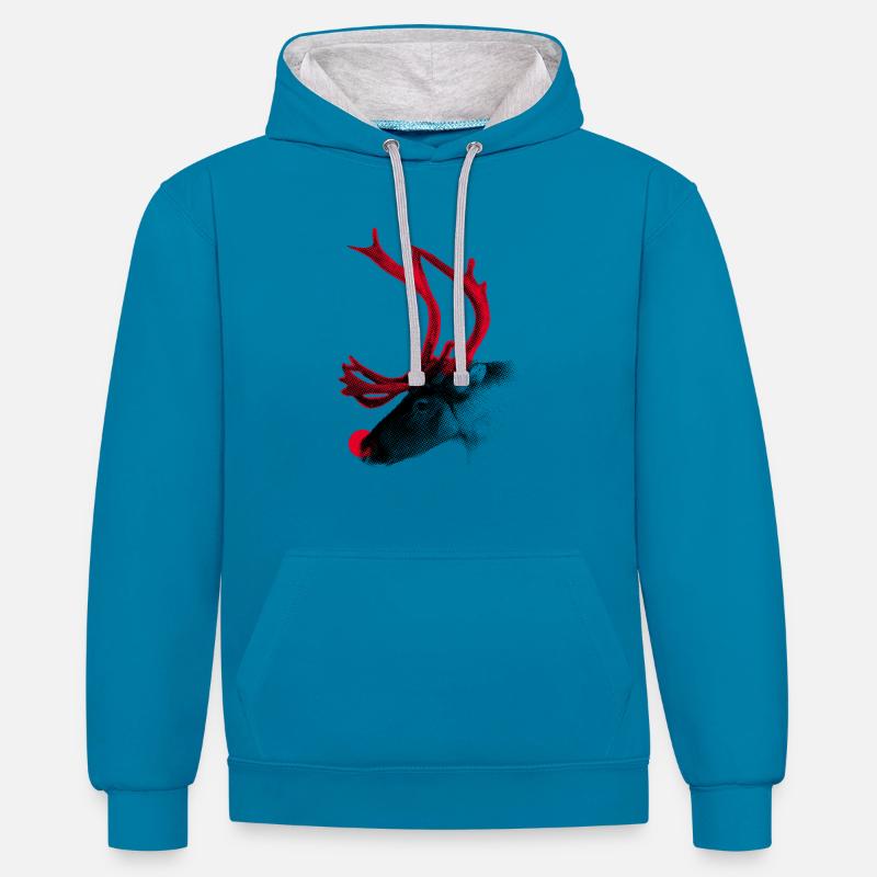 Sans tache - Sweat à capuche contrasté - bleu paon/gris chiné