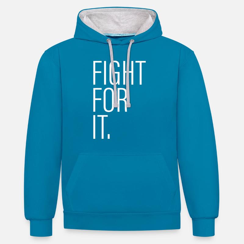 POUR LUTTER IT. - Sweat à capuche contrasté - bleu paon/gris chiné