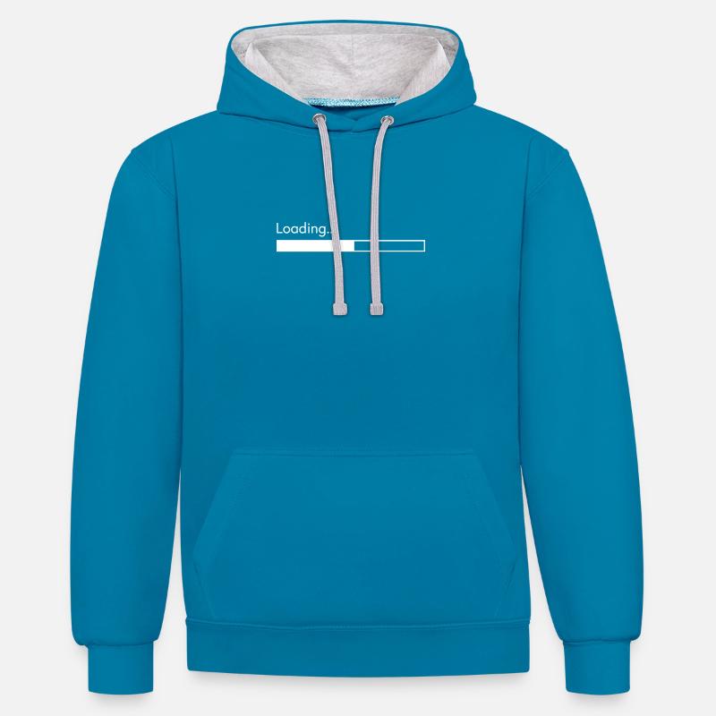 Loading... - Kontrast-Hoodie - Pfauenblau/Grau meliert