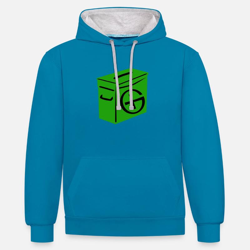 Geocaching: Ammo Can - Sweat à capuche contrasté - bleu paon/gris chiné