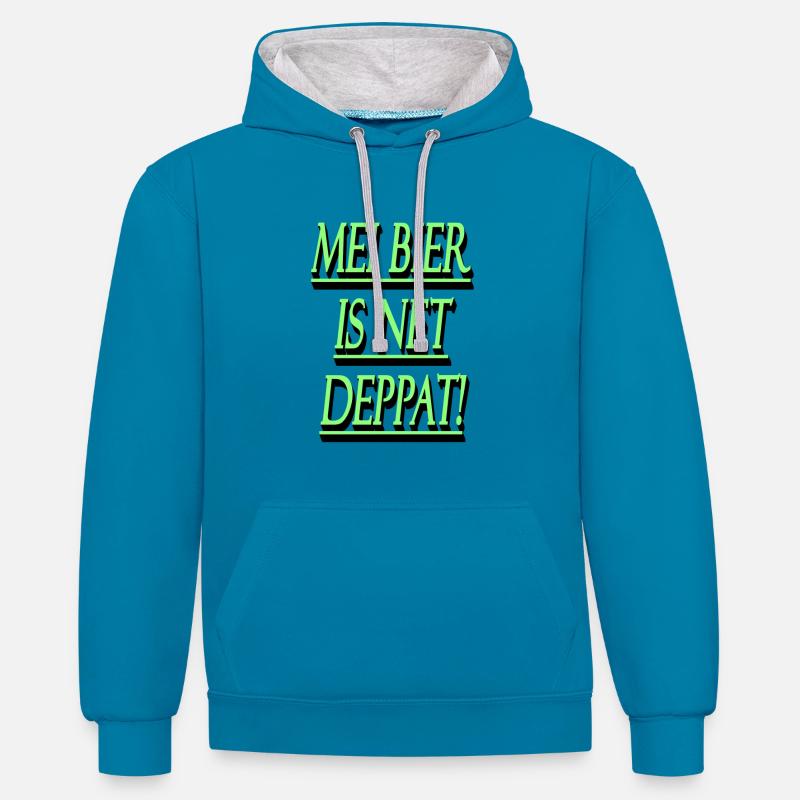 Mei Bier is net deppat ! - Sweat à capuche contrasté - bleu paon/gris chiné
