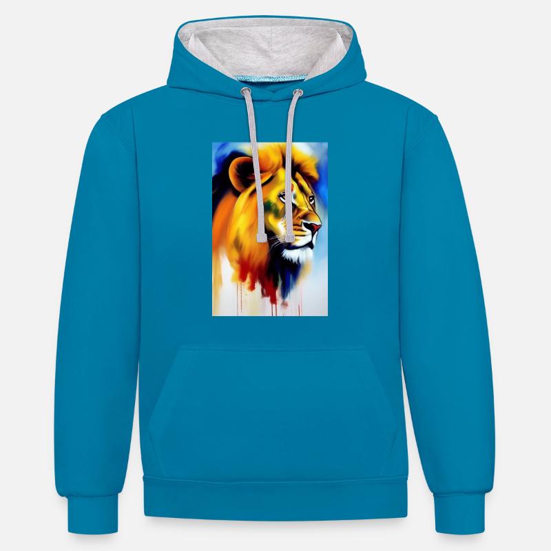 Le Roi Lion - Sweat à capuche contrasté - bleu paon/gris chiné