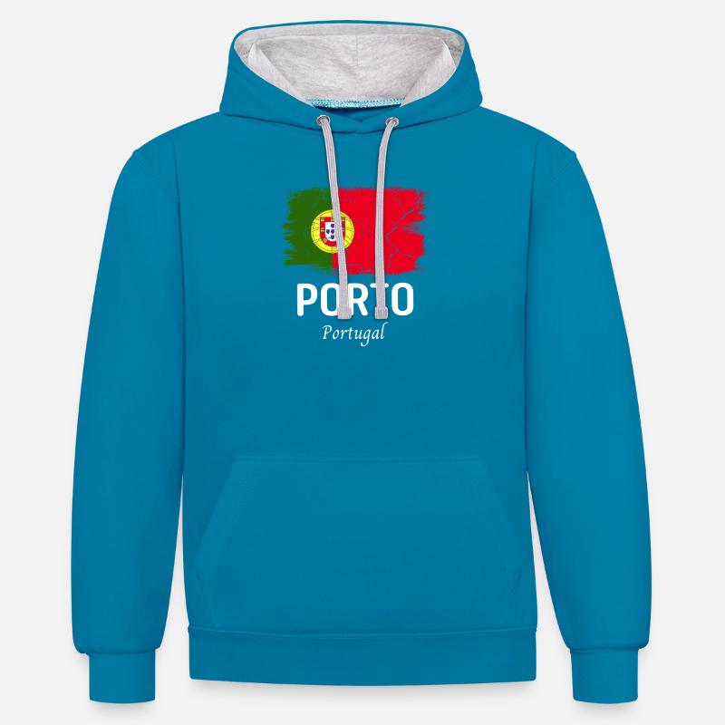 Affranchissement - Sweat à capuche contrasté - bleu paon/gris chiné