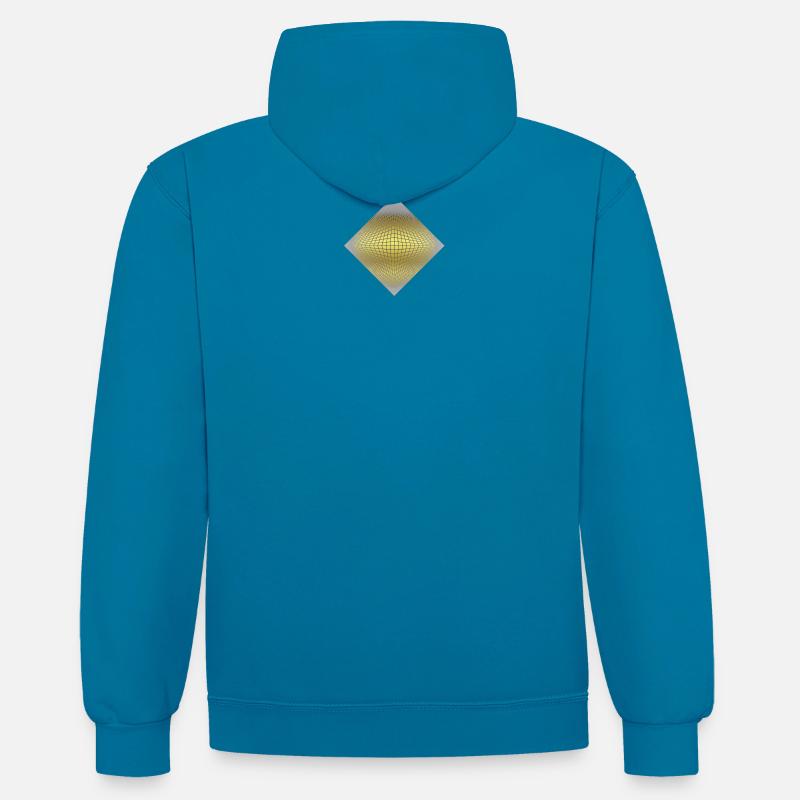 Pyramide 3D & octaèdre - Sweat à capuche contrasté - bleu paon/gris chiné