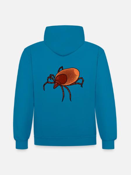 Tick, ticks, bloodsuckers, vermin, pests - Contrast hoodie - peacock blue/heather grey