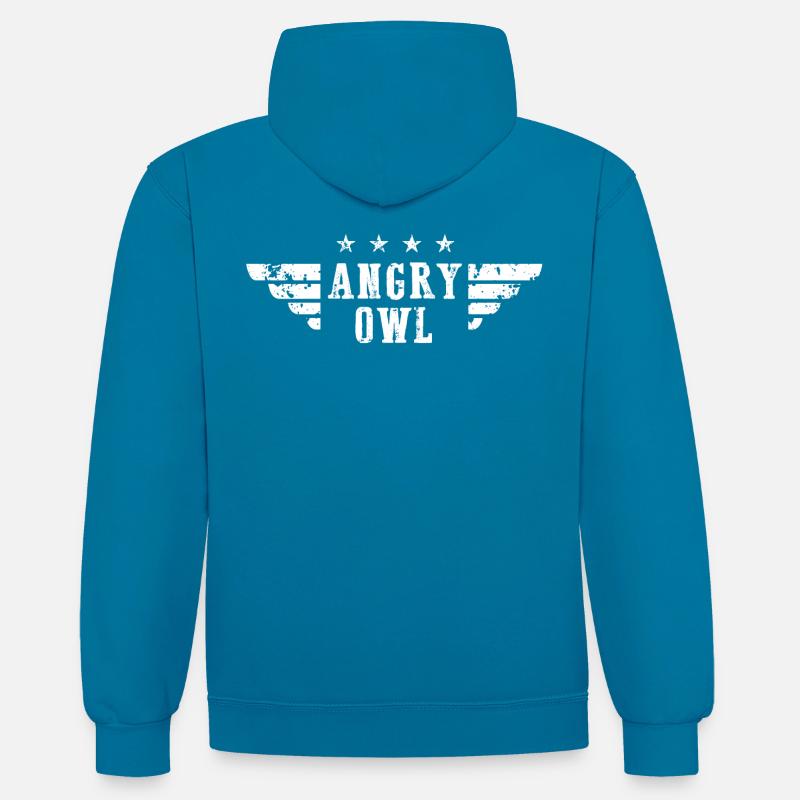 Orginal Myra - Sweat à capuche contrasté - bleu paon/gris chiné
