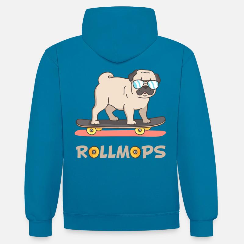 RollMops (Sunglasses Edition) - Sweat à capuche contrasté - bleu paon/gris chiné