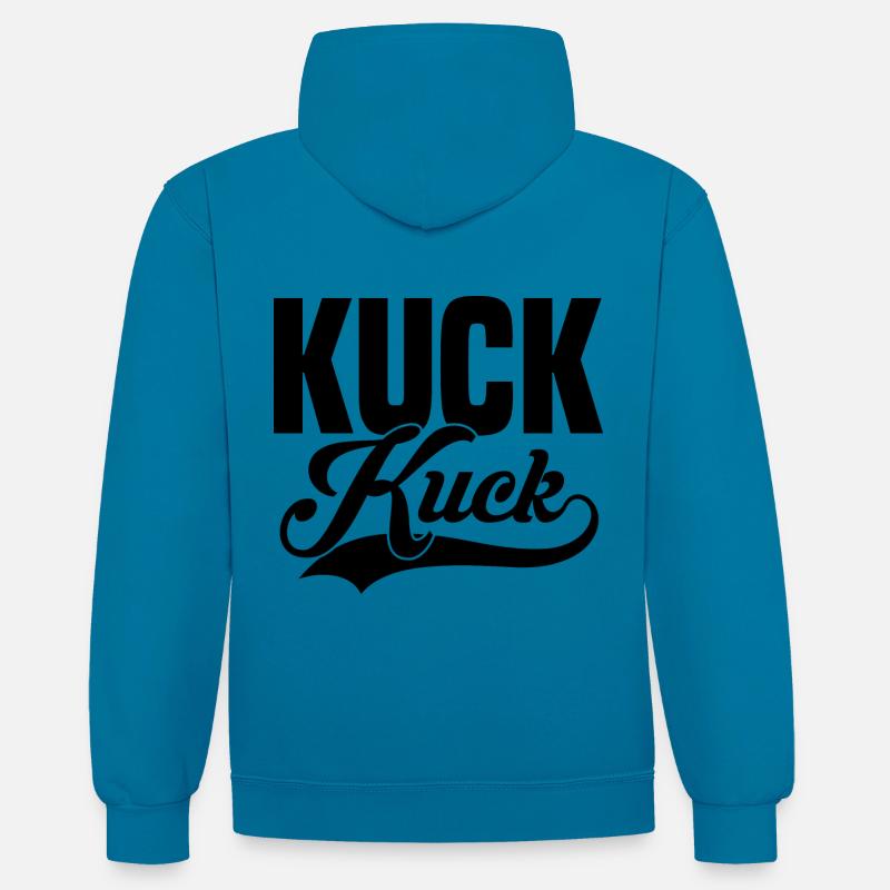 Coucou coucou noir - Sweat à capuche contrasté - bleu paon/gris chiné