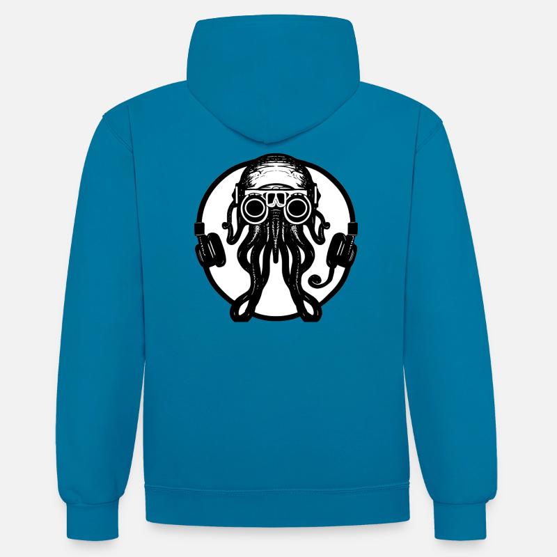 cthulhu - Sweat à capuche contrasté - bleu paon/gris chiné