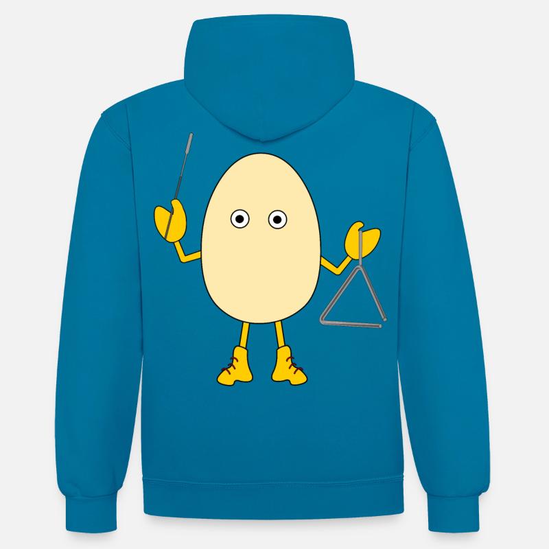Triangle Egghead - Sweat à capuche contrasté - bleu paon/gris chiné