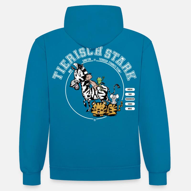 Forte en équipe - Sweat à capuche contrasté - bleu paon/gris chiné