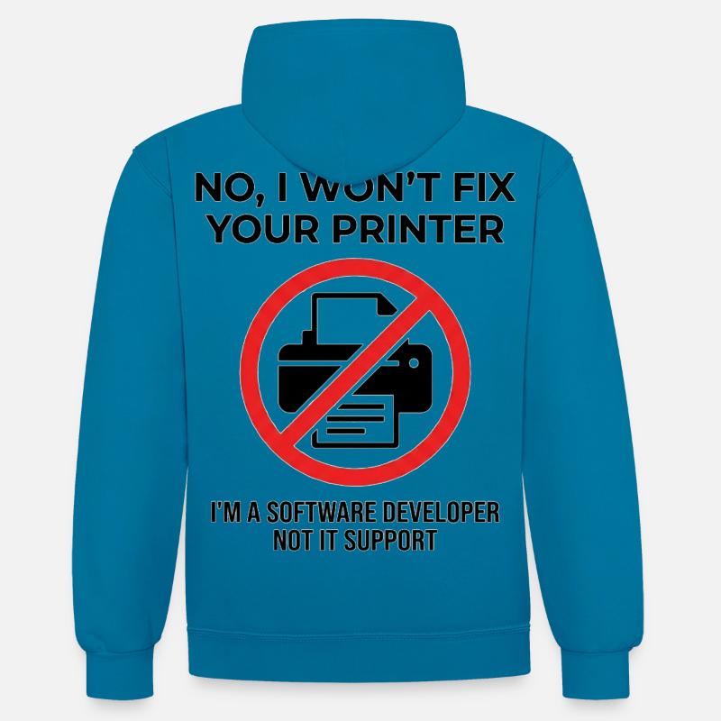 Programmer: not IT support - Contrast hoodie - peacock blue/heather grey