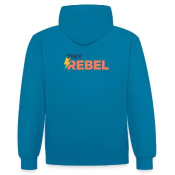 Winziger Rebell - Kontrast-Hoodie - Pfauenblau/Grau meliert - Hinten - Luana (180cm)
