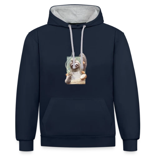 Paresseux Maître des Nouilles - Sweat à capuche contrasté