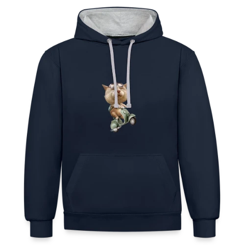 Chat en Cavale - Sweat à capuche contrasté