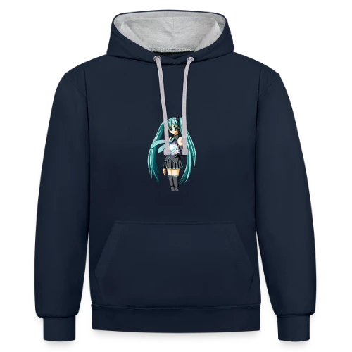 Miku Manga : Jolie Fille Style Anime Kawaii - Sweat à capuche contrasté
