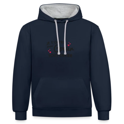 T-shirt Déclaration d'Amour - Mon Cœur Tout Entier - Sweat à capuche contrasté