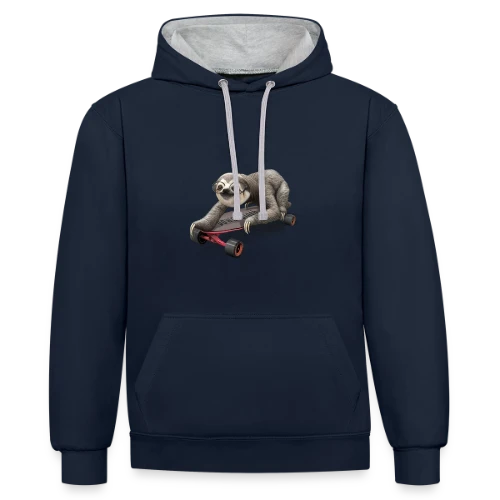 Paresseux Skateur Stylé - Sweat à capuche contrasté