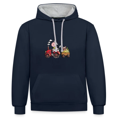 La Vache au Volant, le Cochon à Bord - T-shirt Agricole Fun - Sweat à capuche contrasté