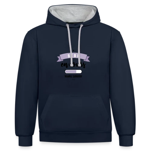 Bébé en Cours : Annonce Humoristique & Originale - Sweat à capuche contrasté