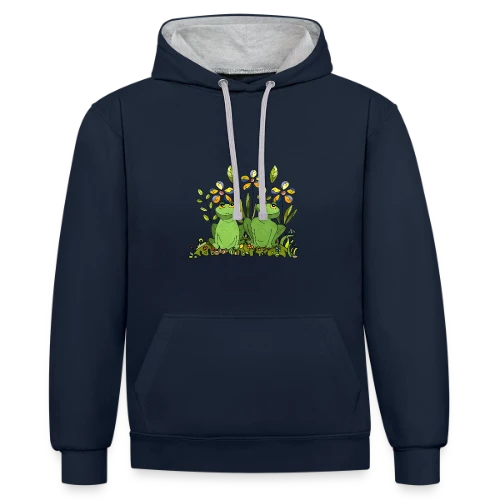 Craquant Motif Grenouille - Sweat à capuche contrasté