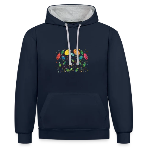 Fleurs Éclatantes - Sweat à capuche contrasté