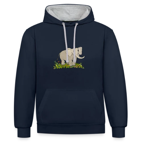L'Éléphant Majestueux - Sweat à capuche contrasté