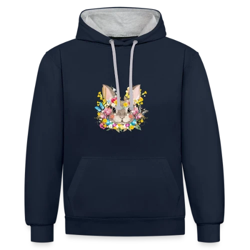 Lapin de Pâques Enchanté - Sweat à capuche contrasté